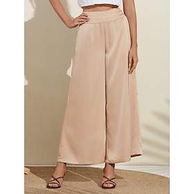 Casual Satin Wide Leg Trousers